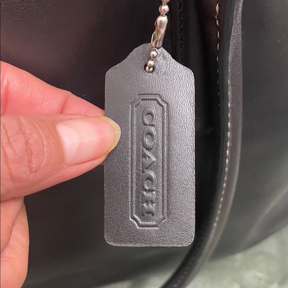 Coach Black Leather Handbag with Silver Accents